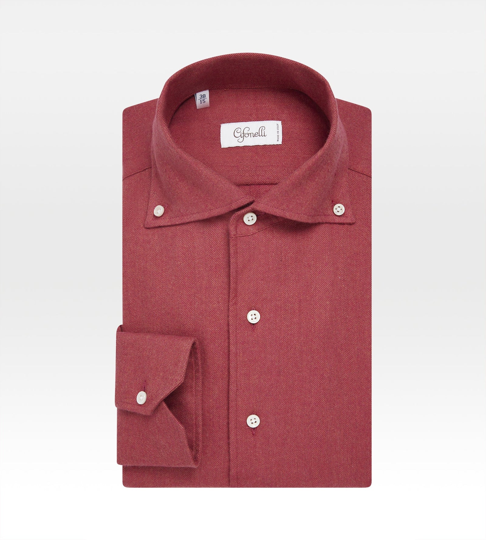 Chemise Rouge En Coton Motif Chevrons