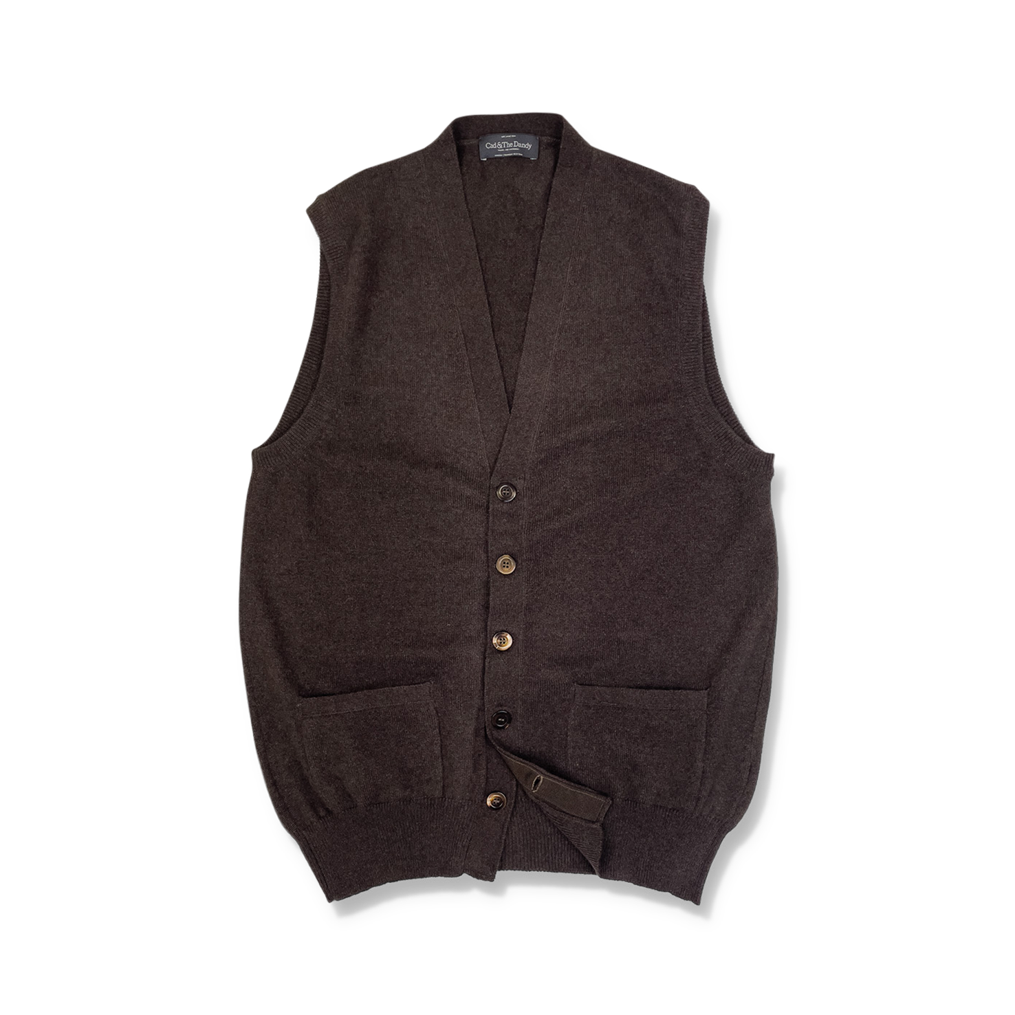 Cashmere Sleeveless Cardigan In Brown