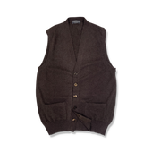 Cashmere Sleeveless Cardigan in Chocolate Brown