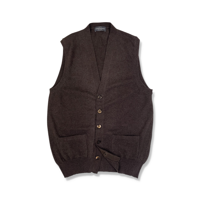 Cashmere Sleeveless Cardigan in Chocolate Brown