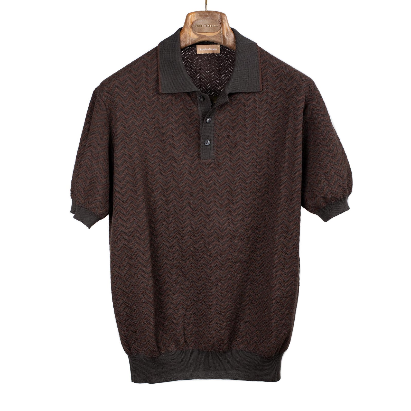 Chevron Knit Polo In And Brick Cotton