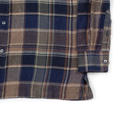 Bronte Button Down Shirt In And Brown Plaid Linen