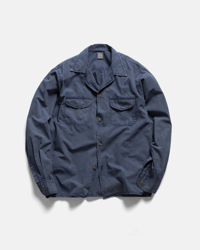 WES STRAIGHT HEM WORK SHIRT - WASHED NAVY PIGMENT DYED POPLIN