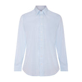 Classic Fit Chambray Check Button Cuff Shirt In Tan
