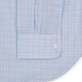 Classic Fit Chambray Check Button Cuff Shirt In Tan