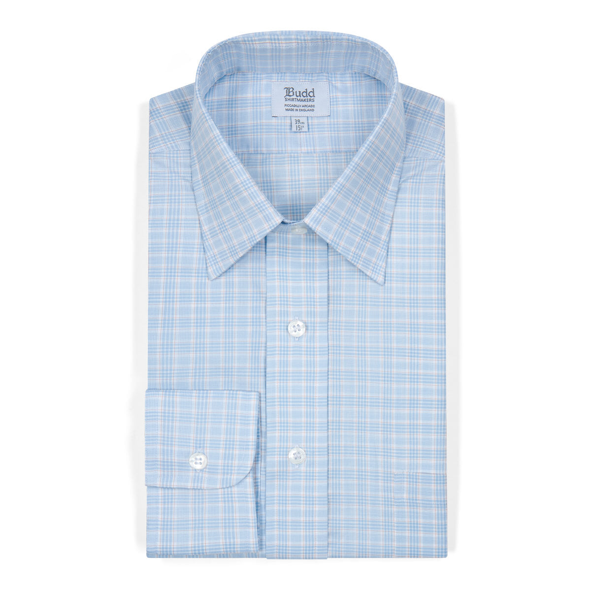Classic Fit Chambray Check Button Cuff Shirt In Tan