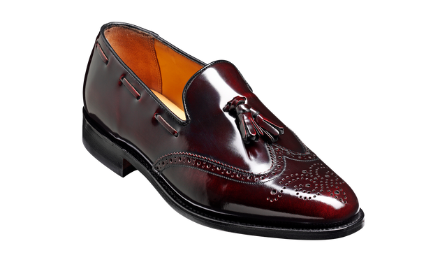 Clive - Burgundy Hi-Shine Wingtip Loafer Shoe