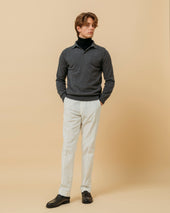 Cashmere polo shirt in grey mélange