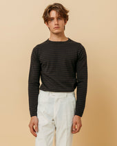 Cashmere Cotton Breton Stripe Sweater In And Navy