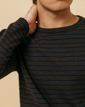 Cashmere Cotton Breton Stripe Sweater In And Navy