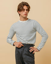 Cashmere Cotton Breton Stripe Sweater In And Navy