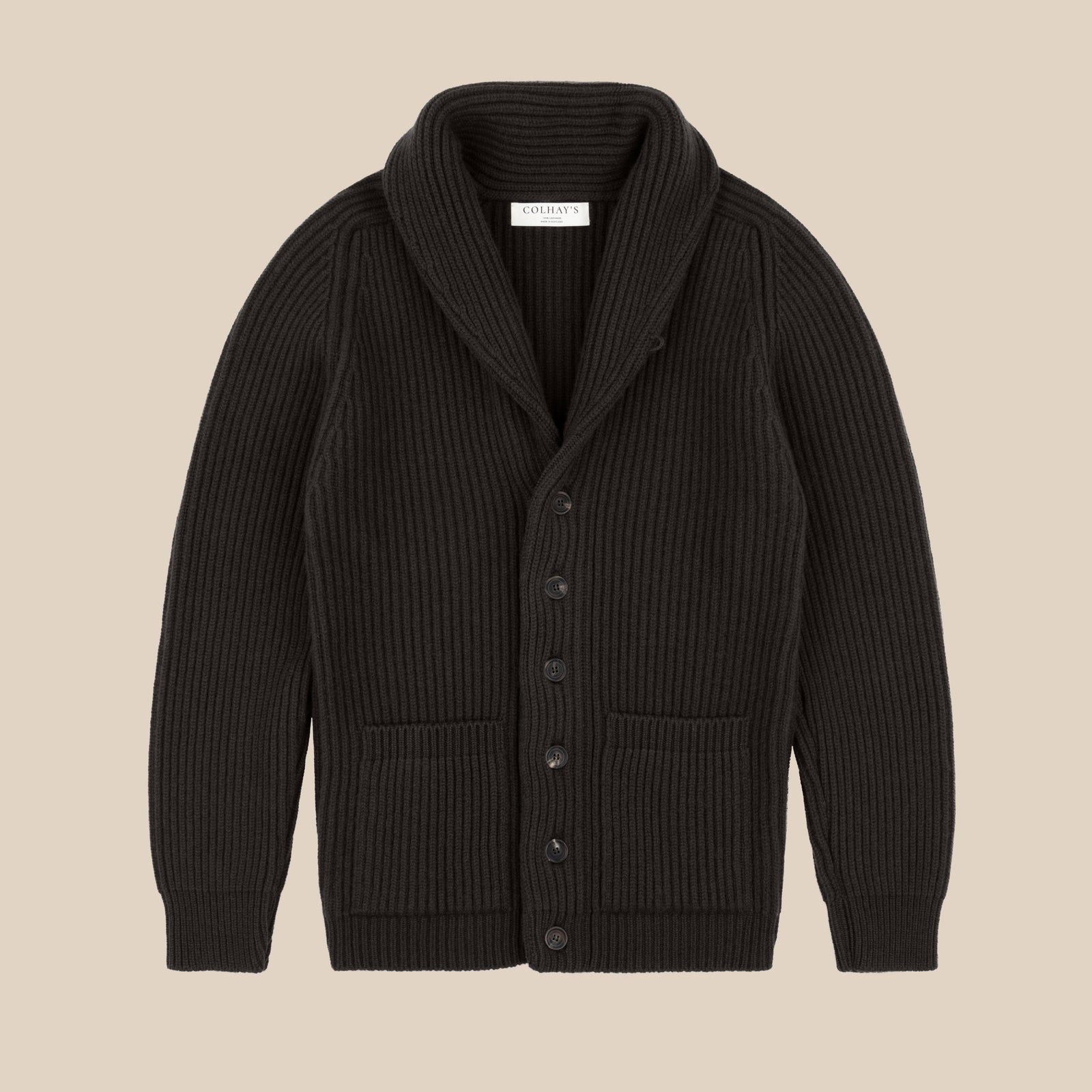 Cashmere Shawl Collar Cardigan In Dark