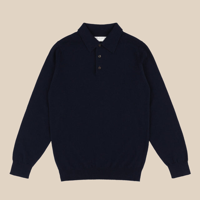Cashmere polo shirt in navy