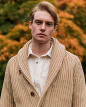 Superfine Lambswool Shawl Collar Cardigan In