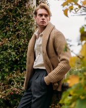 Superfine Lambswool Shawl Collar Cardigan In