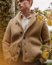 Superfine Lambswool Shawl Collar Cardigan In