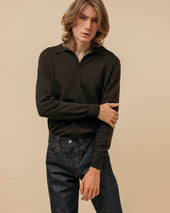 Cashmere Shirt Cardigan In Dark