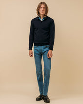 Cashmere polo shirt in navy