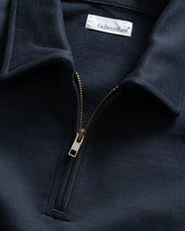 COLLAN ZIP COLLARED SWEATSHIRT - NAVY 19oz. ALL COTTON LOOPBACK TERRY FLEECE