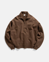 COLLAN ZIP COLLAR SWEATSHIRT - FONDENTE BROWN 19oz. ALL COTTON LOOPBACK TERRY FLEECE