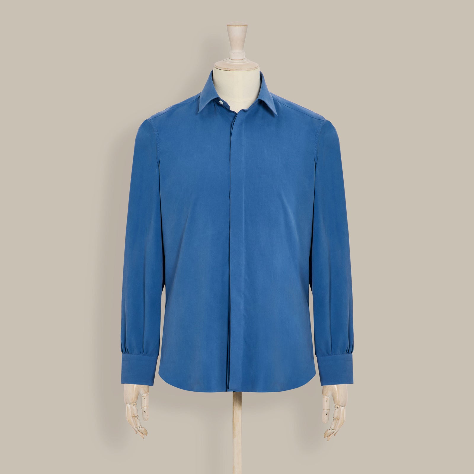 Silk Collared Shirt With Fly Front In