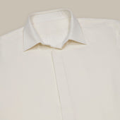Silk Collared Shirt With Fly Front In Light