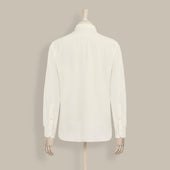 Silk Collared Shirt With Fly Front In Light