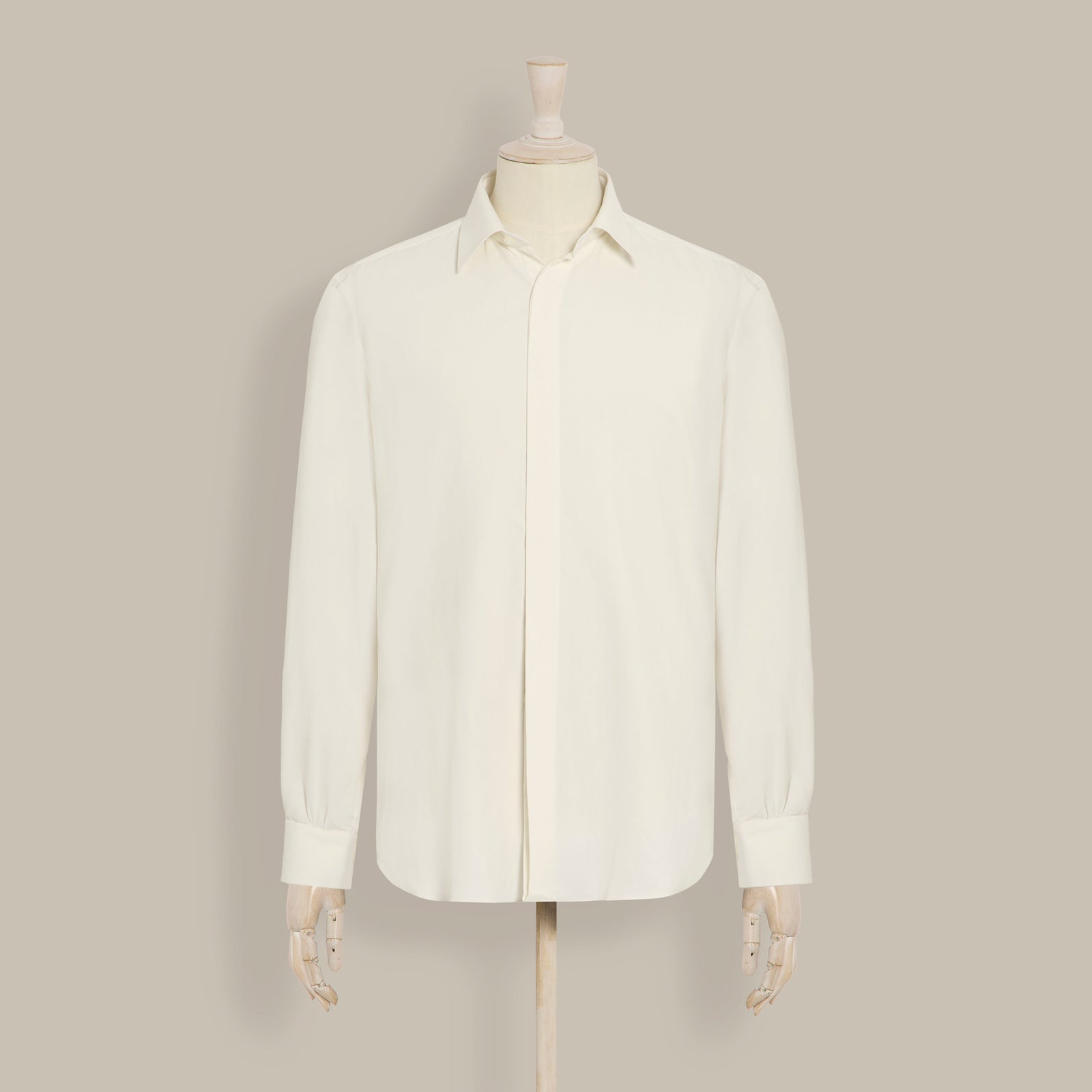 Silk Collared Shirt With Fly Front In Light