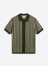 Collins Micro Cable Knitted Shirt Cotton Green