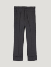 Grey High Waist Flannel Plain Trousers