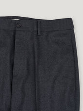 Grey High Waist Flannel Plain Trousers