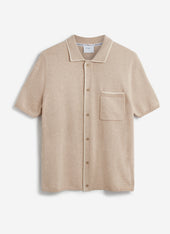 Contrast Trim Regular Knitted Shirt Wool Beige