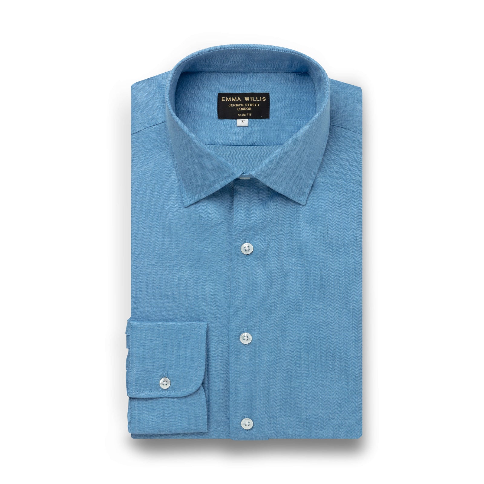 Cornflower Herringbone Linen Shirt New