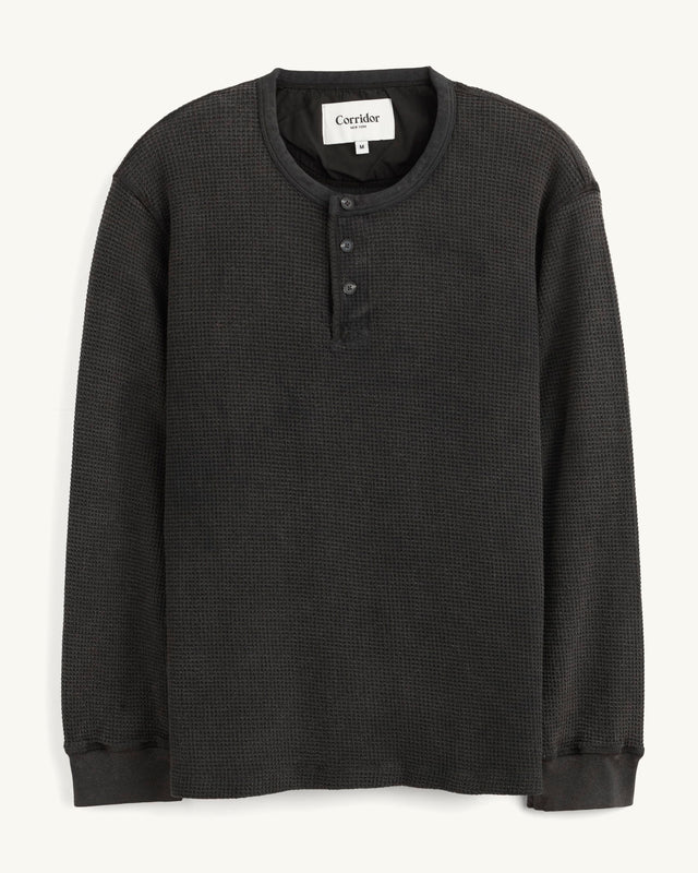 Waffle Henley - Black