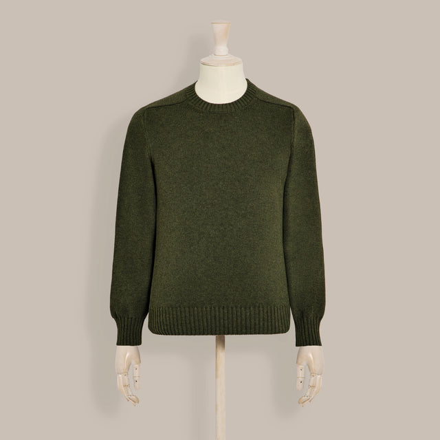 Cotton Crew Neck Sweater in Khaki