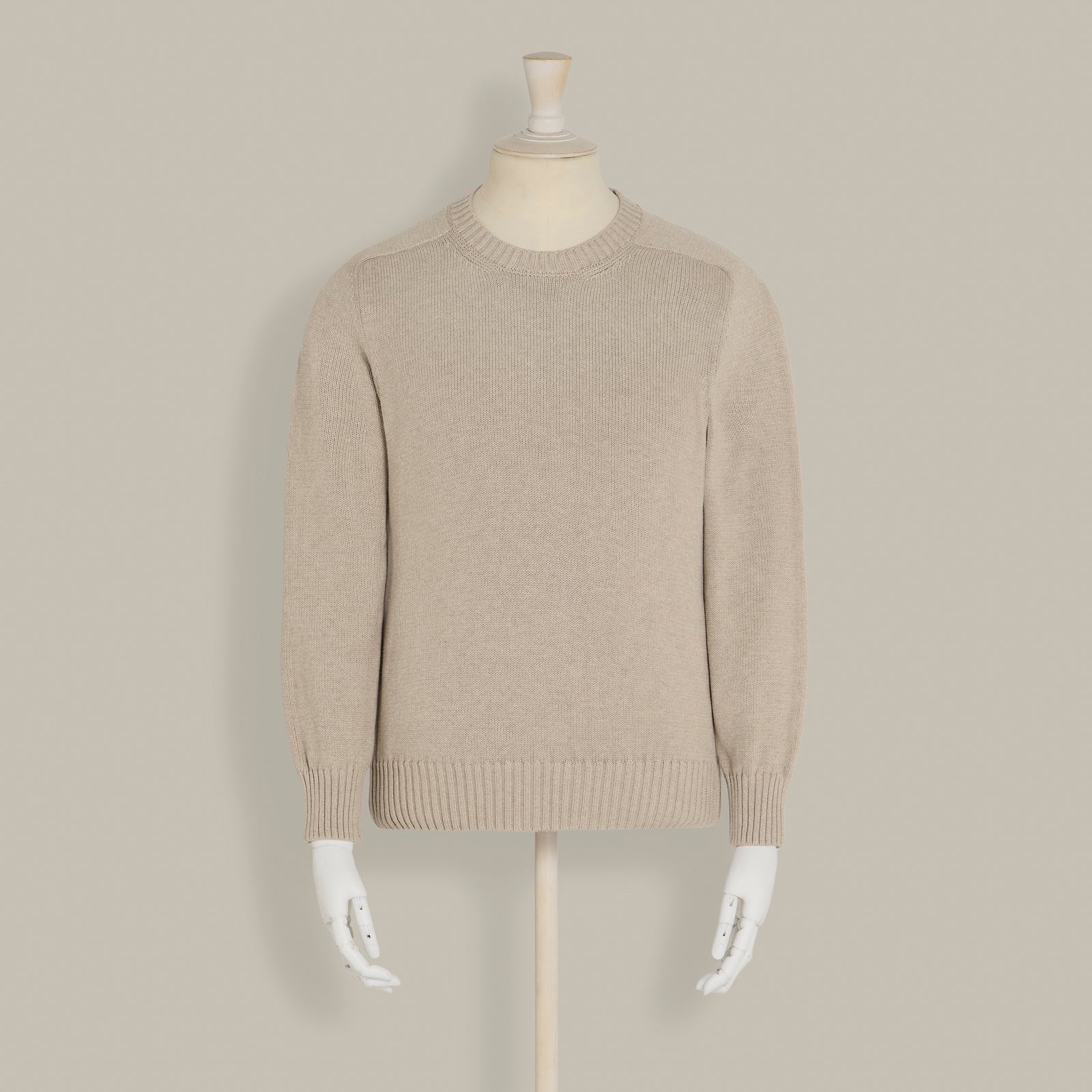 Cotton Crew Neck Sweater In Natural