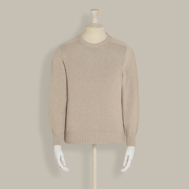 Cotton Crew Neck Sweater in Natural