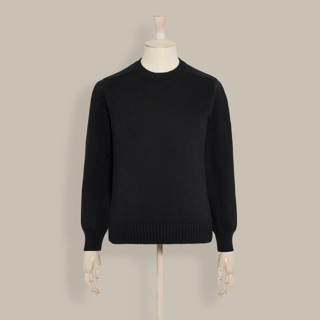 Cotton Crew Neck Sweater in Black