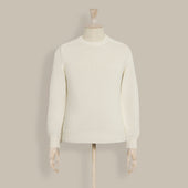 Cotton Crew Neck Sweater in Cream