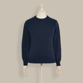 Cotton Crew Neck Sweater in Dark Navy