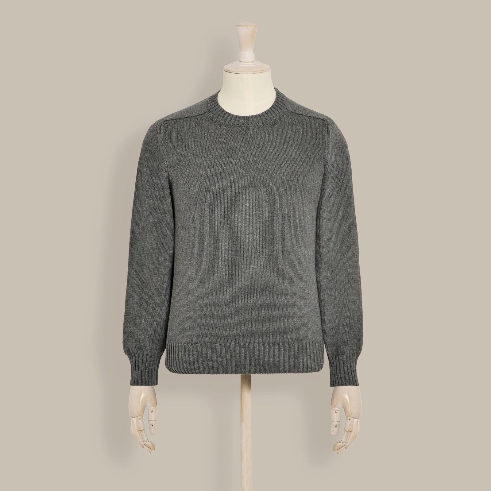 Cotton Crew Neck Sweater In Grey