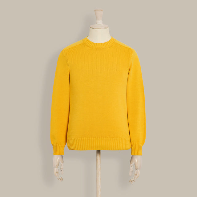 Cotton Crew Neck Sweater in Yellow