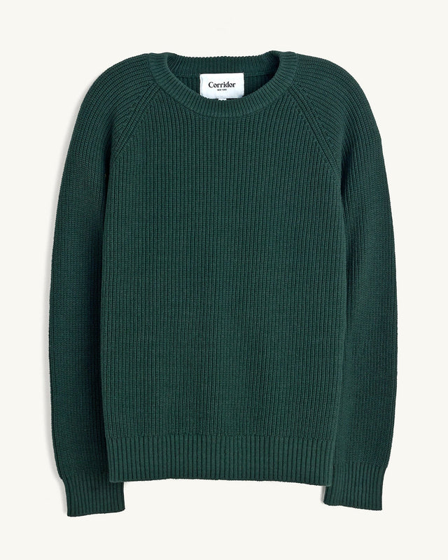 Ribbed Cotton Crewneck - Green