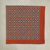 Cotton Mosaic Pocket Square in Brown & Rust