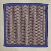 Cotton Mosaic Pocket Square In Dark Blue And Lime