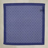 Cotton Mosaic Pocket Square In Dark Blue And White