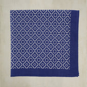 Cotton Mosaic Pocket Square in Dark Blue and White