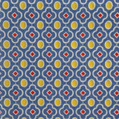 Cotton Mosaic Pocket Square in Dark Blue and Yellow