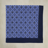 Cotton Mosaic Pocket Square in Navy