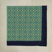 Cotton Mosaic Pocket Square in Green and Navy